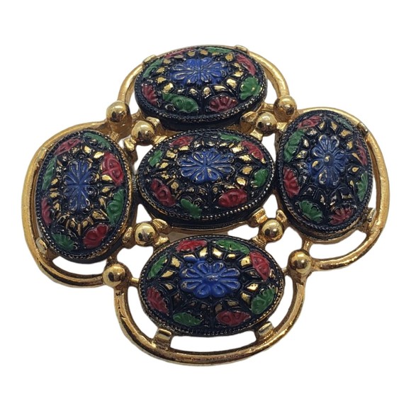 Vintage Sarah Coventry Signed Brooch Pin Light of the East Mosaic 1968 - Picture 1 of 4